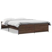 Рамка за легло, кафяв дъб, 150x200 см, инженерно дърво и метал