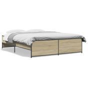 Рамка за легло, дъб сонома, 160x200 см, инженерно дърво и метал