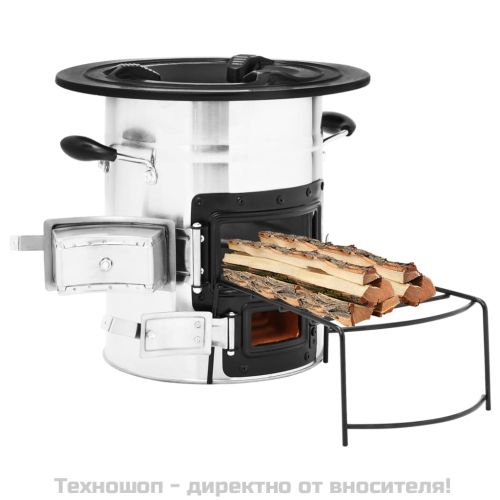 Къмпинг печка на дърва сребърна 51,5x35x30,5 см инокс