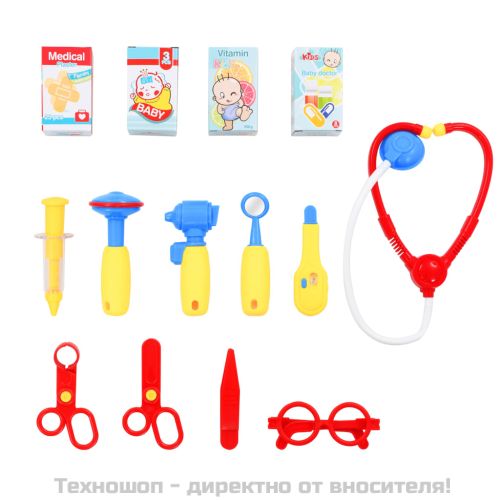 Детски лекарски комплект за игра от 15 части, 38x30x67,5 см