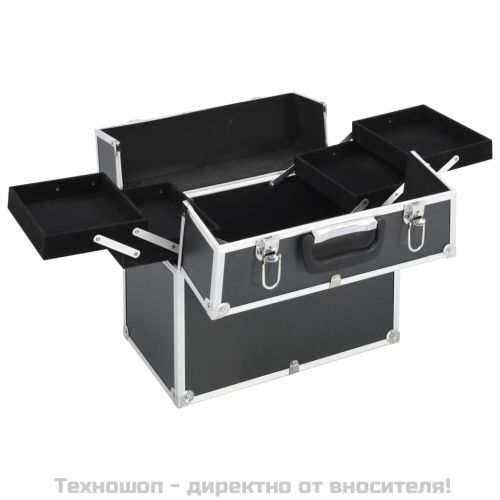 Куфар за гримове, 38x23x34 см, черен, алуминий