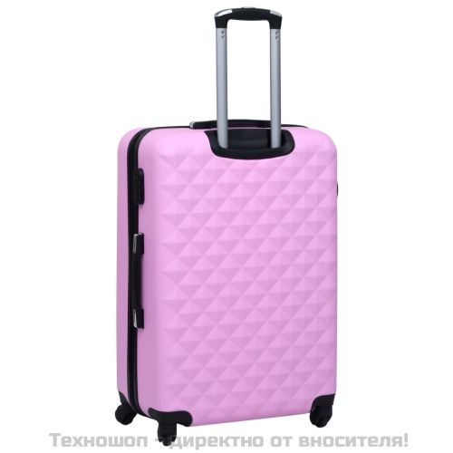 Твърд куфар с колелца, розов, ABS