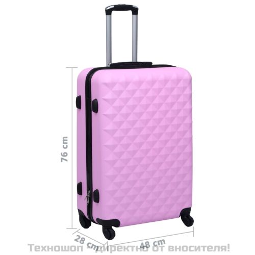 Твърд куфар с колелца, розов, ABS
