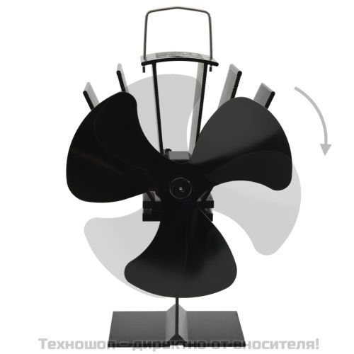 Вентилатор за печка за топъл въздух, 3 перки, черен