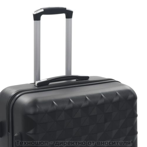Комплект твърди куфари с колелца, 3 бр, черни, ABS