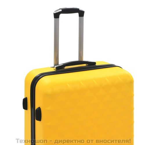 Комплект твърди куфари с колелца, 3 бр, жълти, ABS