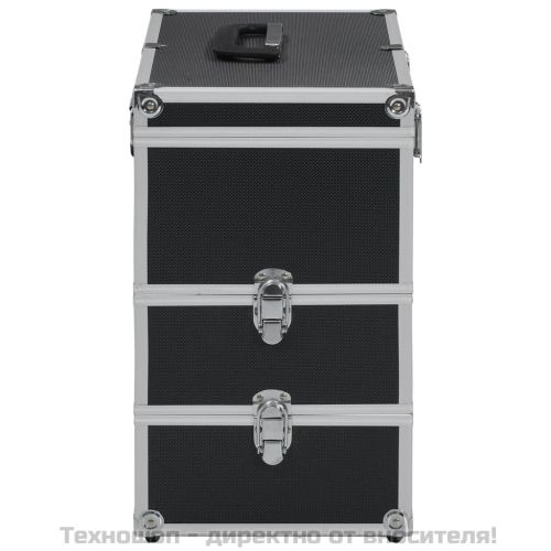 Куфар за гримове, 37x24x40 см, черен, алуминий