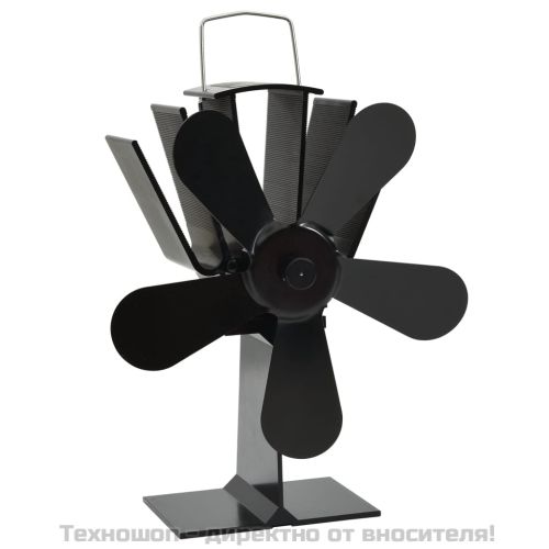 Вентилатор за печка за топъл въздух, 5 перки, черен