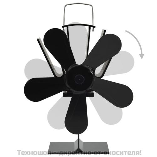 Вентилатор за печка за топъл въздух, 5 перки, черен