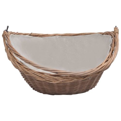 286987 Firewood Basket with Handle 57x46,5x52 cm Brown Willow
