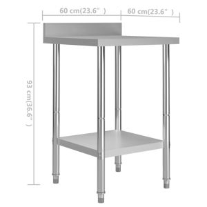 Кухненска работна маса с панел 60x60x93 см неръждаема стомана