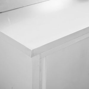 Работна маса с плъзгащи врати, 120x50x(95-97) см, инокс