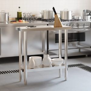 Кухненска работна маса, 82,5x30x85 см, неръждаема стомана