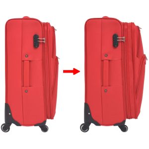 Комплект от 3 броя меки куфари на колелца, червени