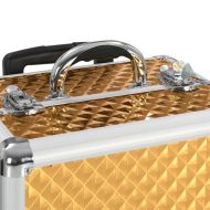 Куфар за гримове на колела, 35x29x45 см, златист, алуминий