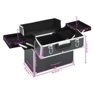 Куфар за гримове, 38x23x34 см, черен, алуминий