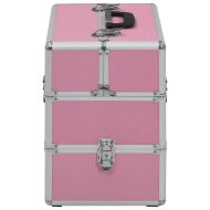 Куфар за гримове, 37x24x35 см, розов, алуминий