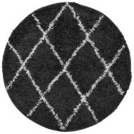Шаги килим с дълъг косъм "PAMPLONA", черно-кремав, Ø 160 см