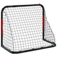 Футболна врата с мрежа, червено и черно, 90x48x71 см, стомана