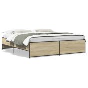 Рамка за легло, дъб сонома, 180x200 см, инженерно дърво и метал