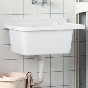 Универсална мивка за стенен монтаж, бяла, 60x40x28 см, смола