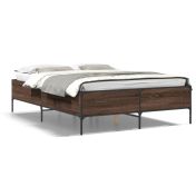 Рамка за легло, кафяв дъб, 120x200 см, инженерно дърво и метал