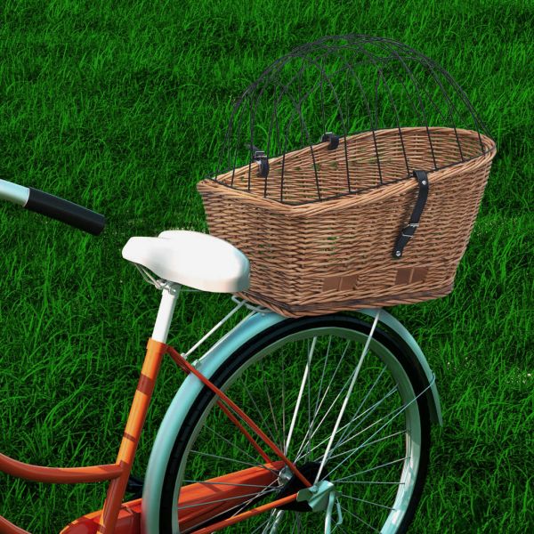 Задна кошница за велосипед с капак 55x31x36 см натурална върба