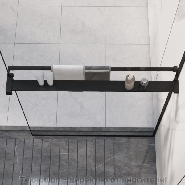 Рафт за душ за стена за душ кабина, черен, 80 см, алуминий