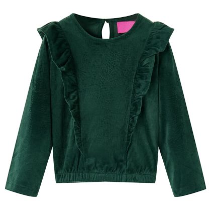 Детска блуза с харбалички, тъмнозелена, 92