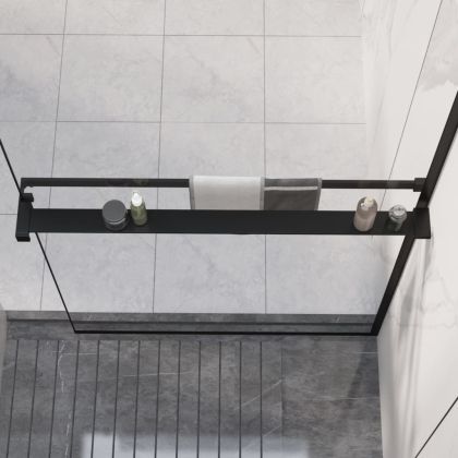 Рафт за душ за стена за душ кабина черен 90 см алуминий