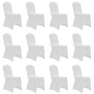 Калъфи за столове, разтегателни, бели, 12 бр