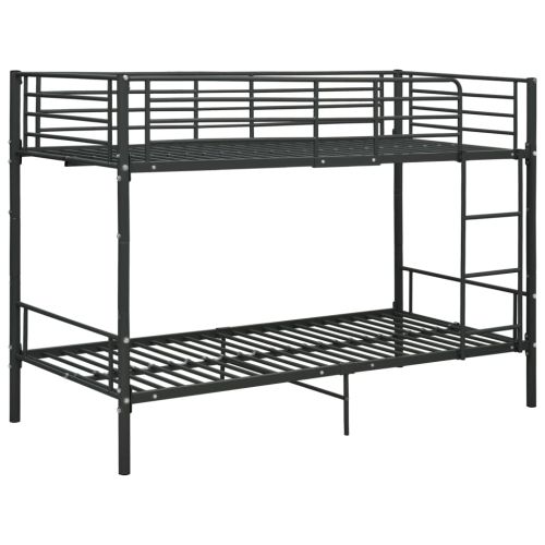 Двуетажно легло, черно, метал, 90x200 см