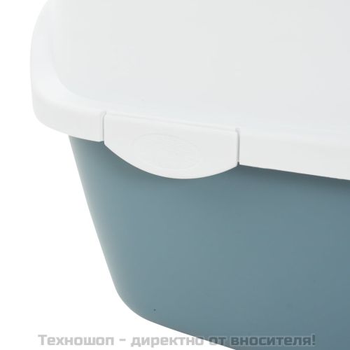 Тава за котешка тоалетна с капак бяло и синьо 56x40x40 cm PP