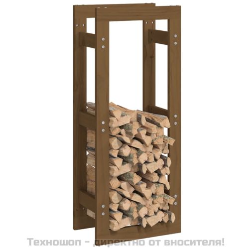 Поставка за дърва за огрев меденокафява 41x25x100 см бор масив