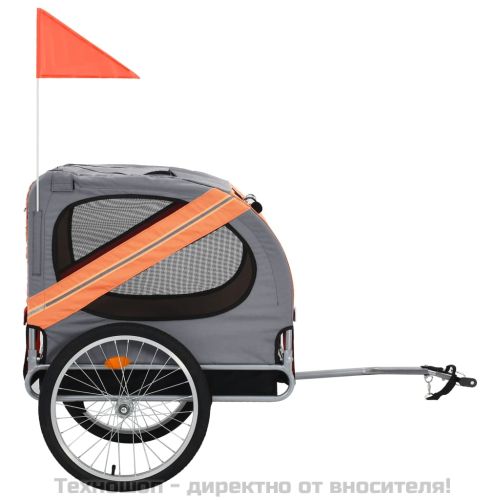 Ремарке за велосипед за домашни любимци, оранжево и сиво