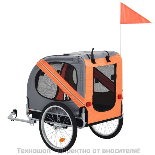Ремарке за велосипед за домашни любимци, оранжево и сиво