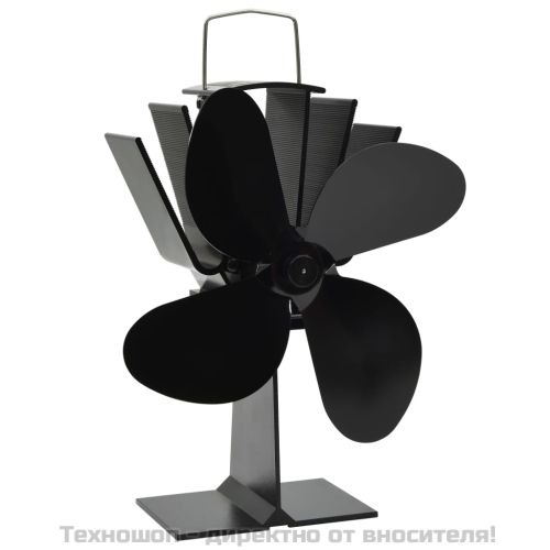 Вентилатор за печка за топъл въздух, 4 перки, черен