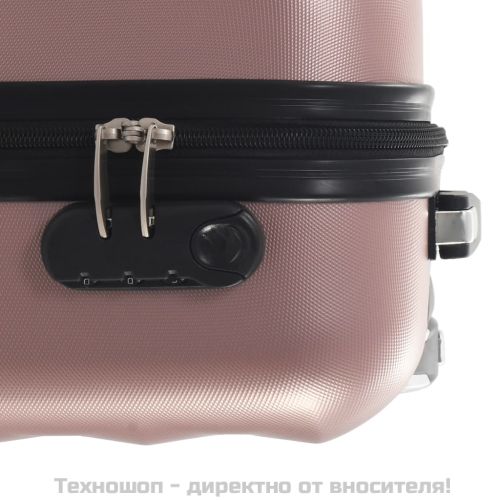 Твърд куфар с колелца, розово злато, ABS