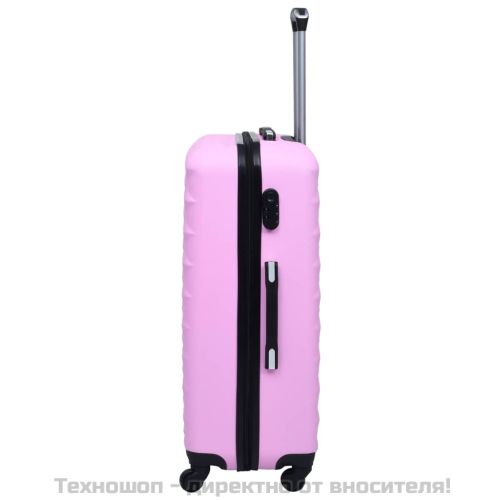 Комплект твърди куфари с колелца, 3 бр, розов, ABS