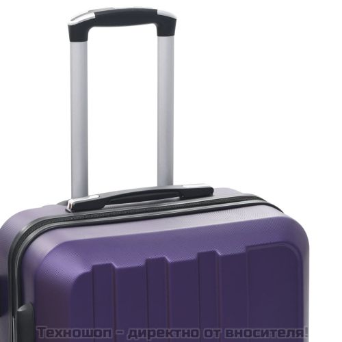 Комплект твърди куфари с колелца, 3 бр, лилави, ABS