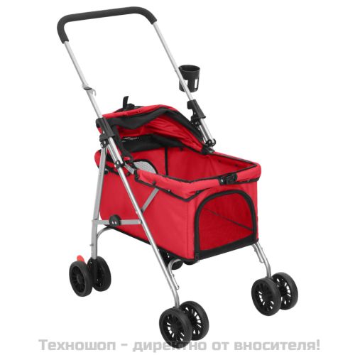 Сгъваема количка за кучета, червена, 76x50x100 см Оксфорд плат