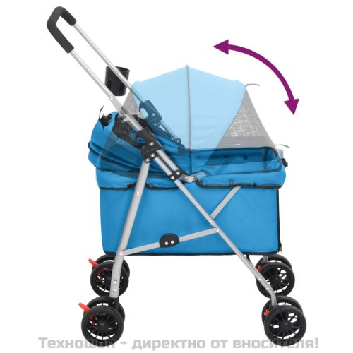 Сгъваема количка за кучета синя 76x50x100 см Оксфорд плат