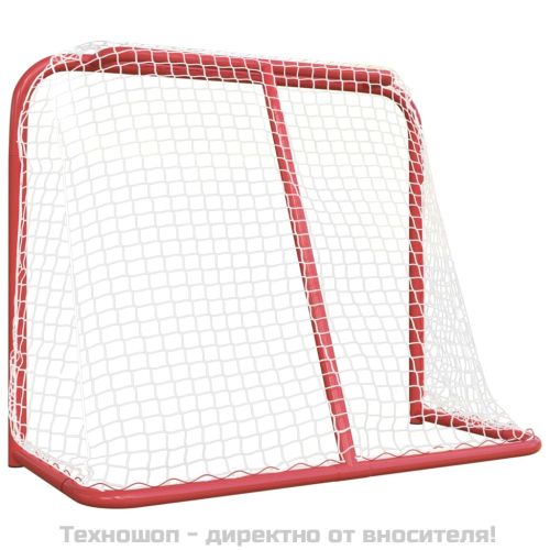 Хокейна врата, червено и бяло, 183x71x122 см, полиестер