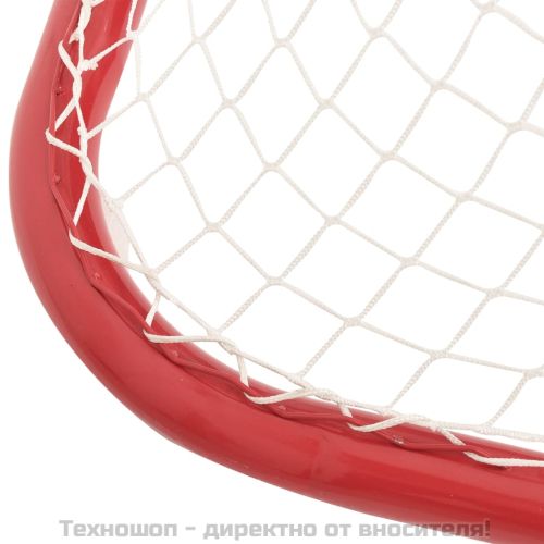 Хокейна врата, червено и бяло, 183x71x122 см, полиестер