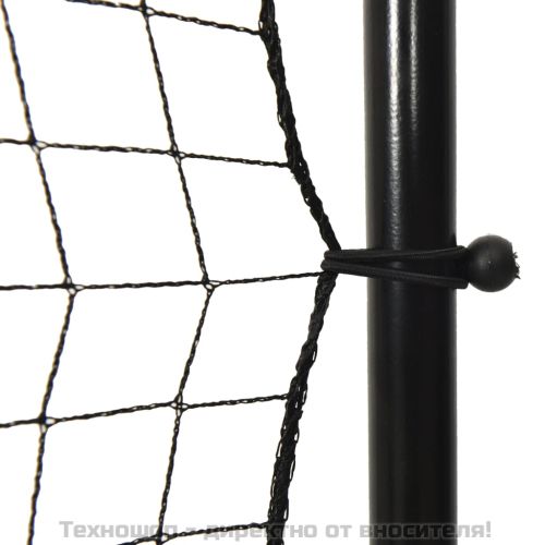 Футболна мрежа рикошет, черна, 366x90x183 см, HDPE
