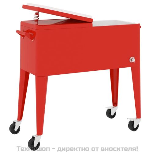 Хладилна количка с колела, червена, 92x43x89 см