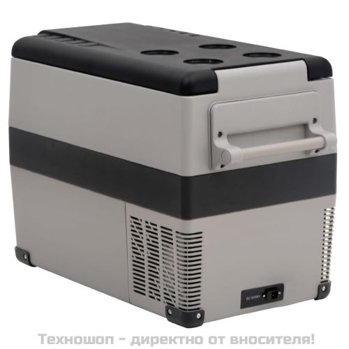 Хладилна кутия с дръжка черно и сиво 55 л PP и PE