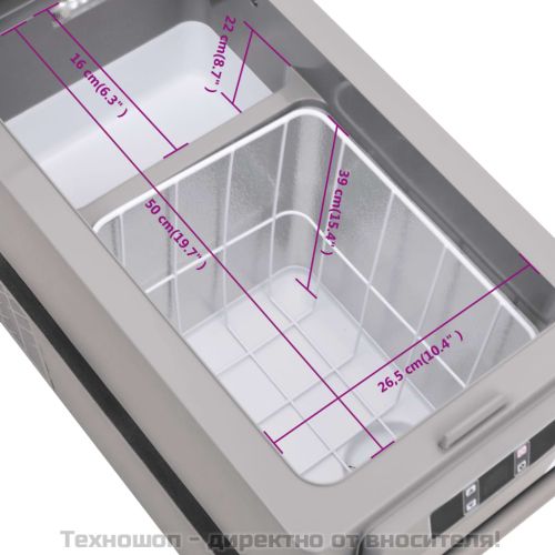 Хладилна кутия с дръжка черно и сиво 55 л PP и PE