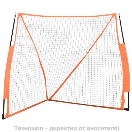 Преносима бейзболна мрежа оранжево-черна 183x182x183 см стомана