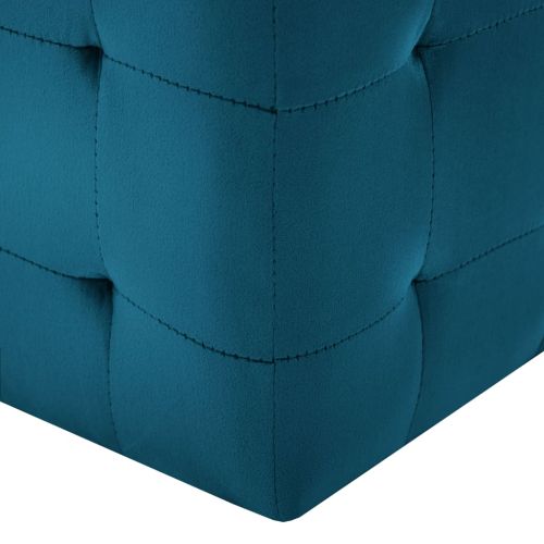 Нощни шкафчета, 2 бр, сини, 30x30x30 см, кадифен текстил
